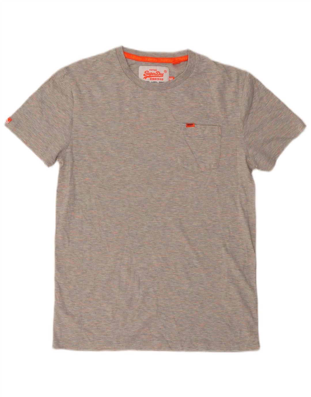 SUPERDRY Mens T-Shirt Top Medium Grey Flecked Cotton