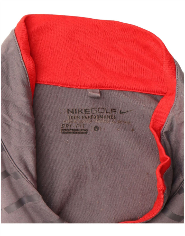 Nike Mens Dri Fit Zip Neck Pullover Tracksuit Top Large Grey Striped