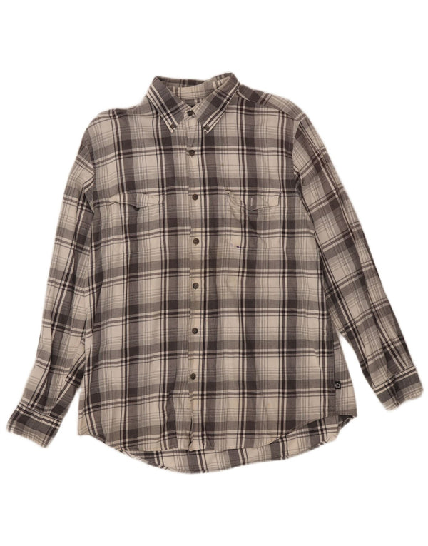 Chaps Mens Flannel Shirt Large Grey Check Cotton