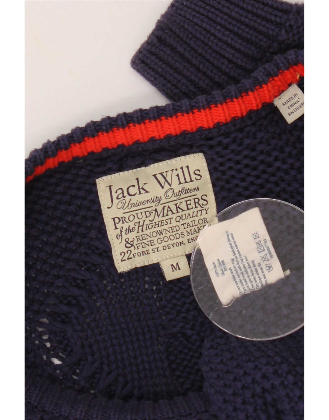 Jack Wills Mens Boat Neck Jumper Sweater Medium Navy Blue Cotton