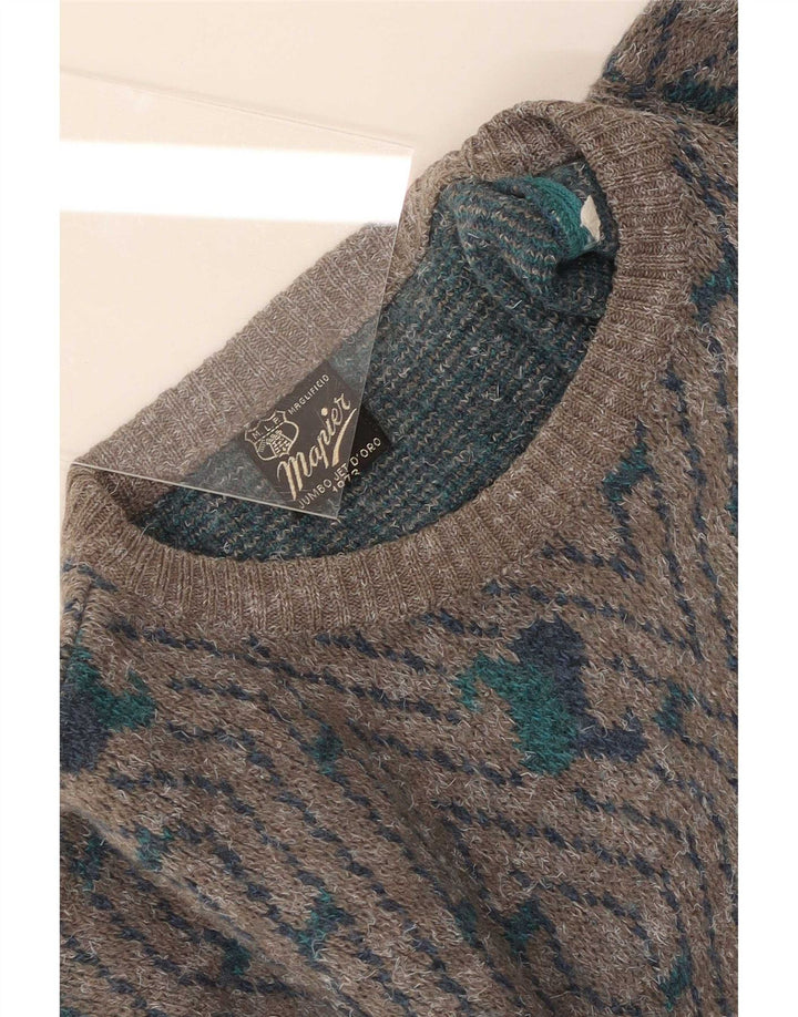 Mapier Mens Crew Neck Jumper Sweater Large Grey Geometric