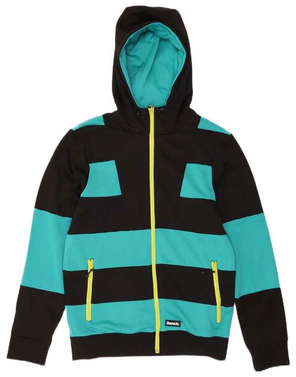 Bench Mens Zip Hoodie Sweater Medium Black Colourblock Polyester