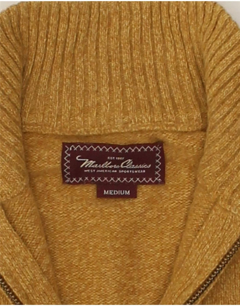 MARLBORO CLASSICS Mens Zip Neck Jumper Sweater Medium Yellow Wool | Vintage Marlboro Classics | Thrift | Second-Hand Marlboro Classics | Used Clothing | Messina Hembry 