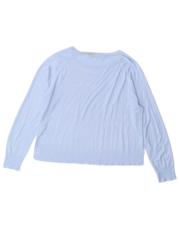 Zara Womens Oversized Boat Neck Jumper Sweater UK 10 Small Blue Viscose
