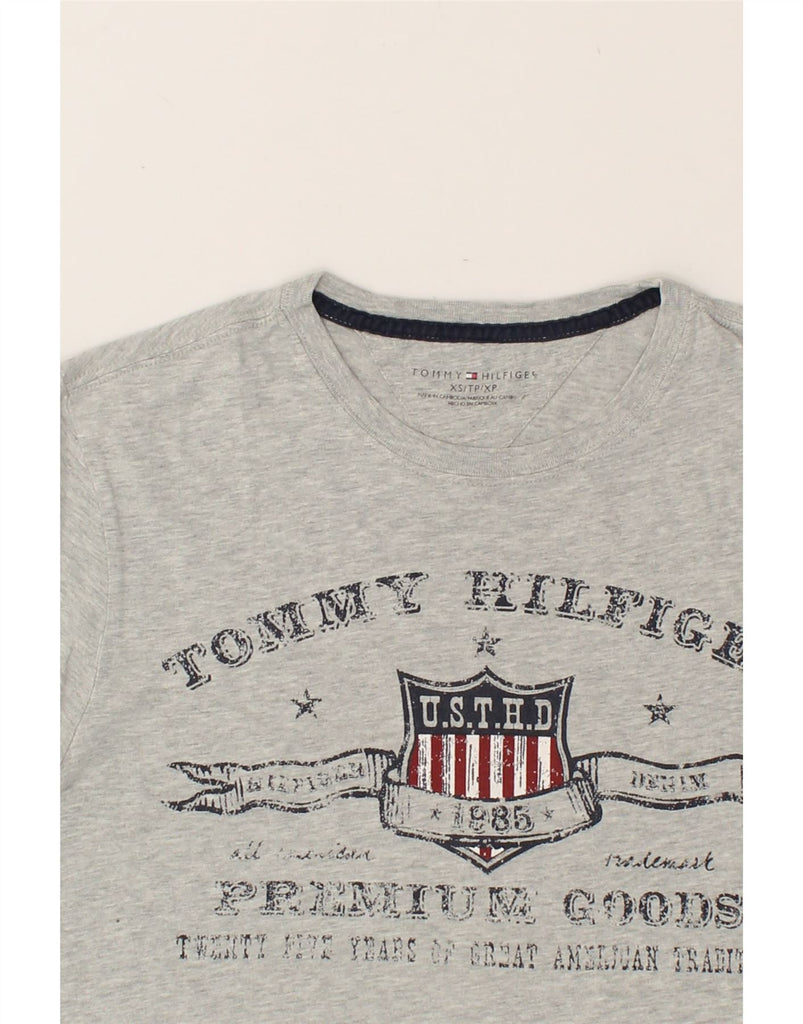 TOMMY HILFIGER Womens Graphic T-Shirt Top UK 6 XS Grey | Vintage Tommy Hilfiger | Thrift | Second-Hand Tommy Hilfiger | Used Clothing | Messina Hembry 