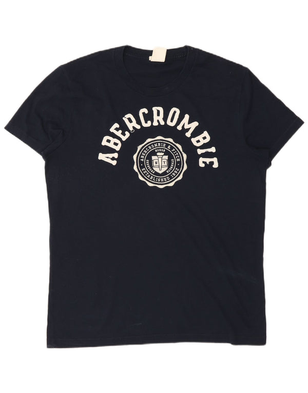 Abercrombie & Fitch Mens Muscle Fit Graphic T-Shirt Top Large Navy Blue