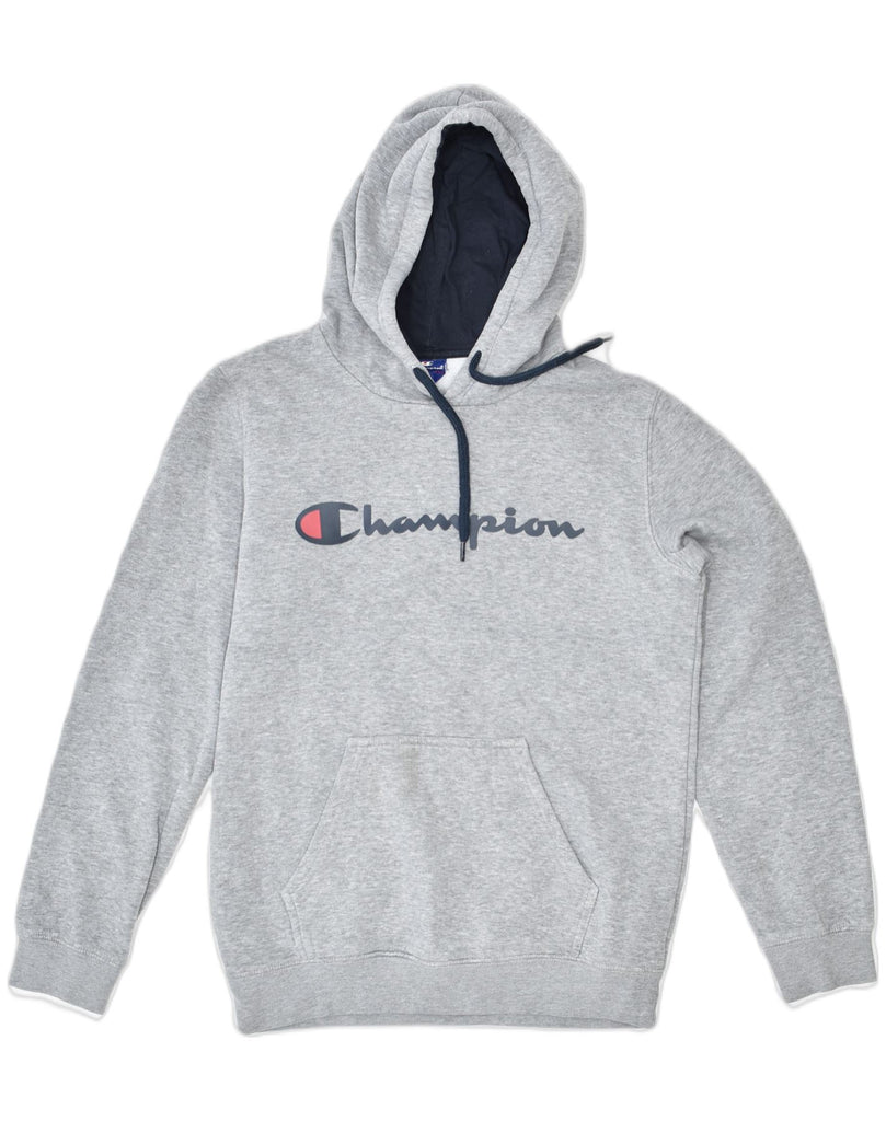 CHAMPION Mens Graphic Hoodie Jumper Small Grey Cotton | Vintage Champion | Thrift | Second-Hand Champion | Used Clothing | Messina Hembry 