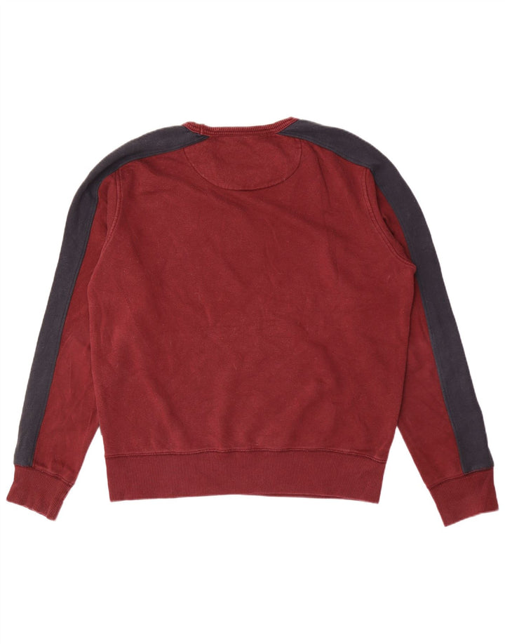 French Connection Mens Sweatshirt Jumper Medium Maroon Colourblock Cotton