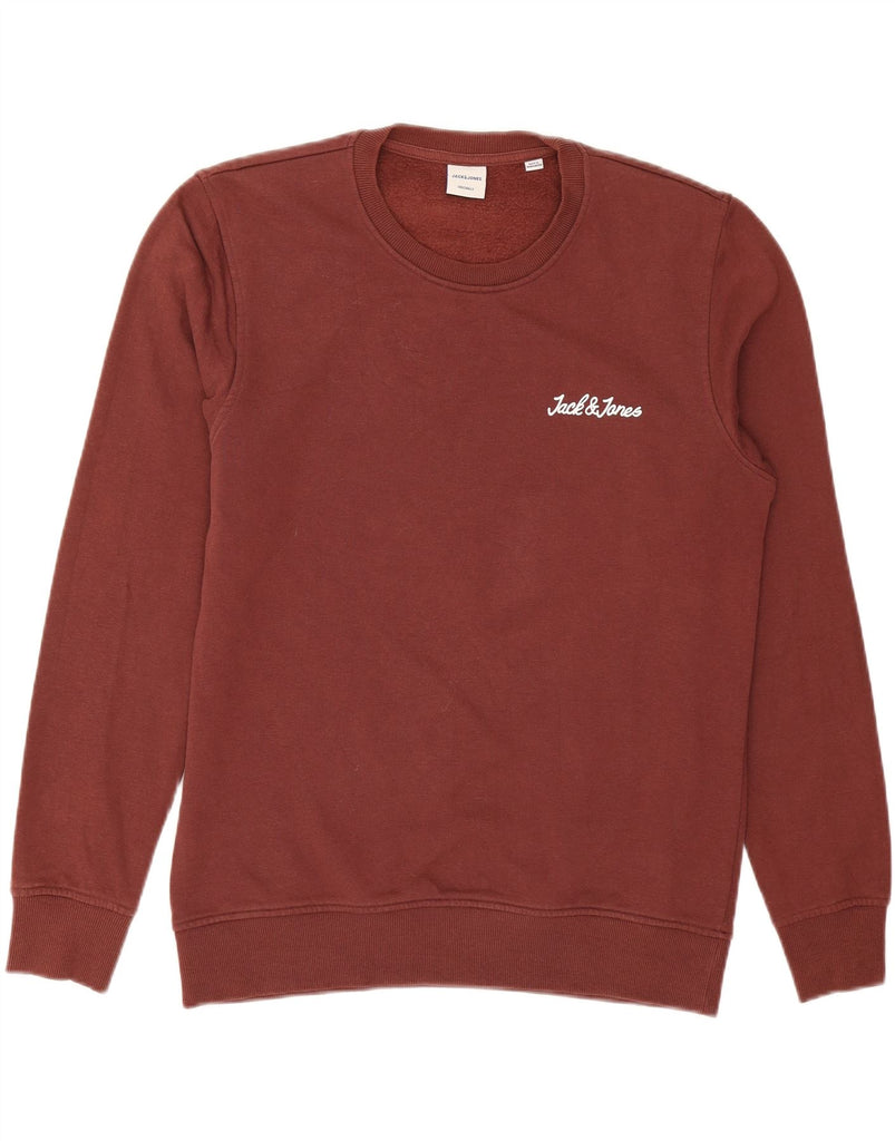 JACK & JONES Mens Sweatshirt Jumper Large Maroon Cotton Vintage Jack & Jones and Second-Hand Jack & Jones from Messina Hembry 