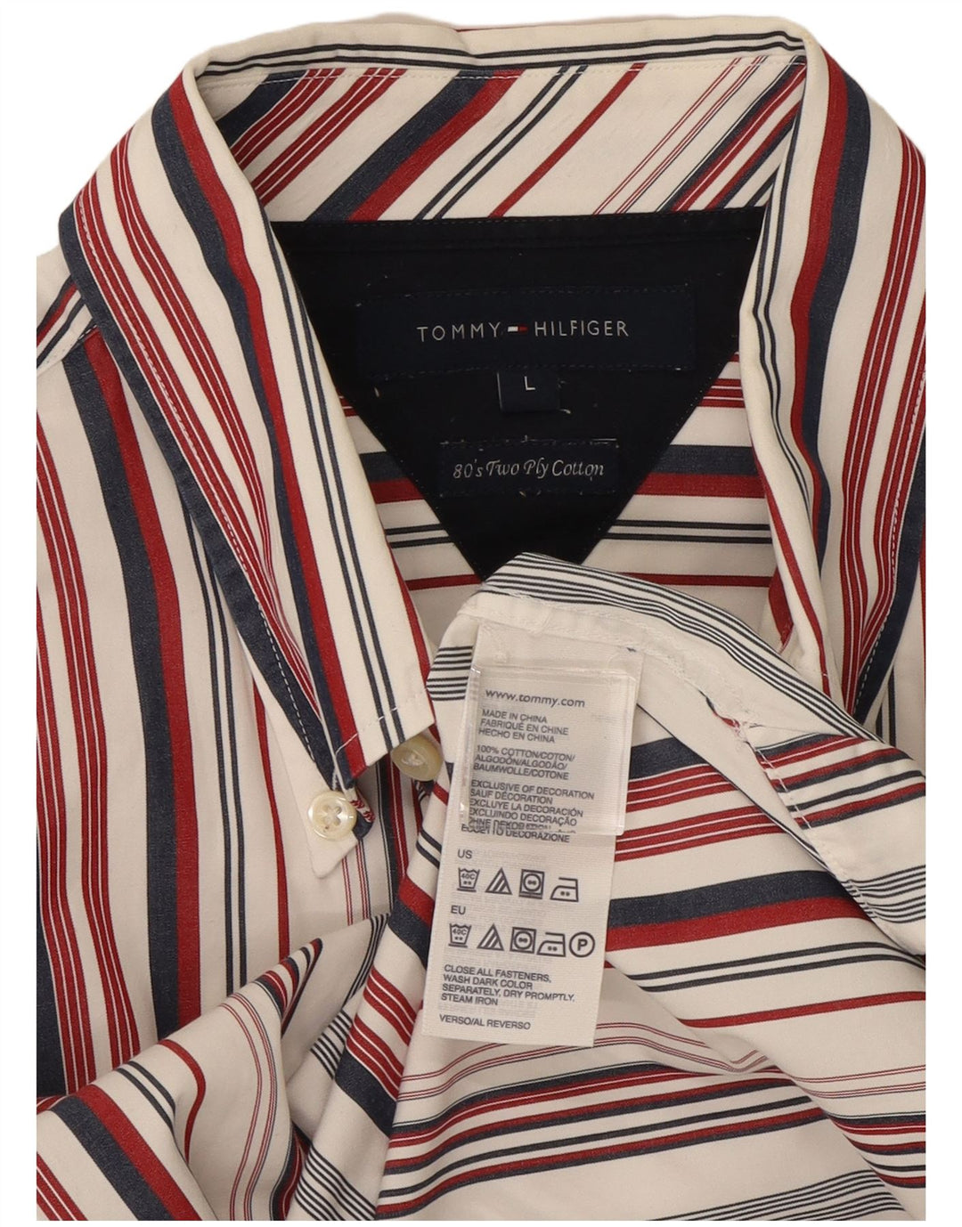Tommy Hilfiger Mens Shirt Large Multicoloured Striped Cotton