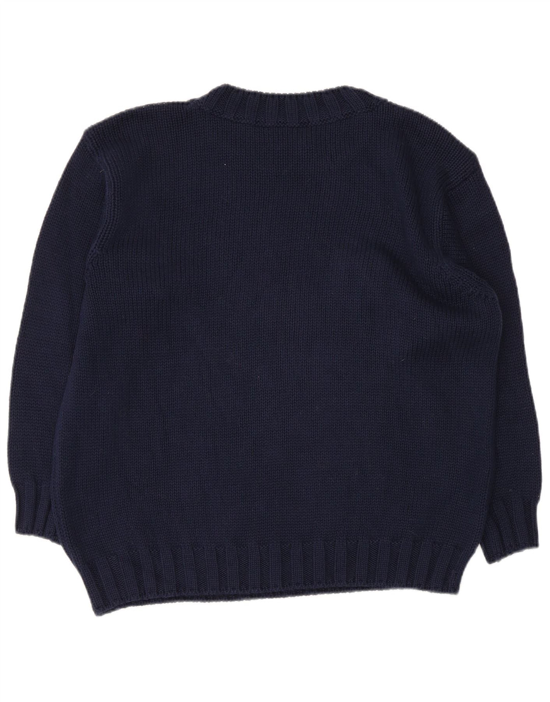 Benetton Womens Crew Neck Jumper Sweater IT 42 Medium Navy Blue Floral