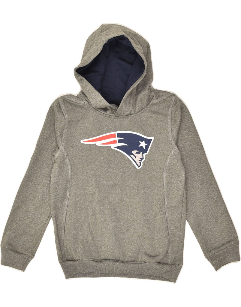 MAJESTIC Boys NFL Graphic Hoodie Jumper 7-8 Years Small Grey Polyester | Vintage Majestic | Thrift | Second-Hand Majestic | Used Clothing | Messina Hembry 