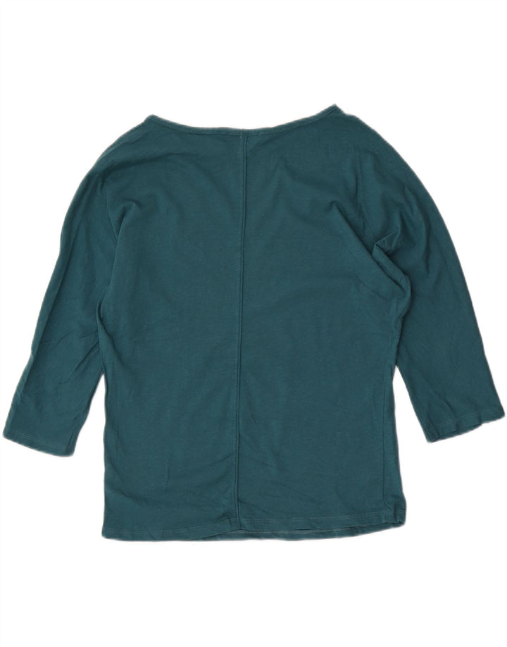 Oasis Womens Top 3/4 Sleeve UK 10 Small Green Cotton
