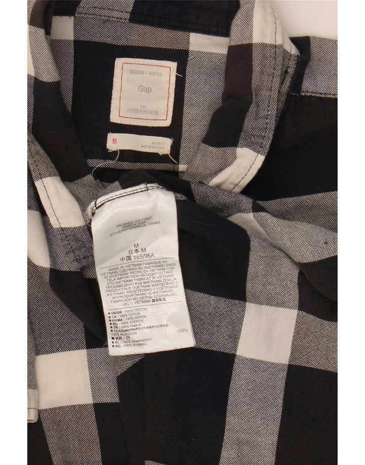 Gap Womens Classic Fit Flannel Shirt UK 14 Medium Black Check Cotton