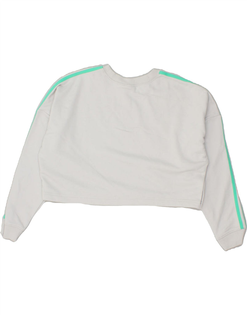 ADIDAS Womens Crop Sweatshirt Jumper UK 12 Medium Grey Cotton | Vintage Adidas | Thrift | Second-Hand Adidas | Used Clothing | Messina Hembry 