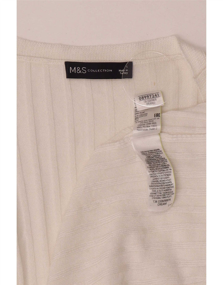 Marks & Spencer Womens Longline Open Cardigan Sweater UK 16 Large Off White