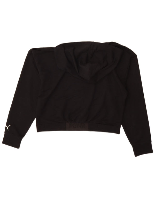 Puma Womens Graphic Oversized Hoodie Jumper UK 10 Small Black Polyester