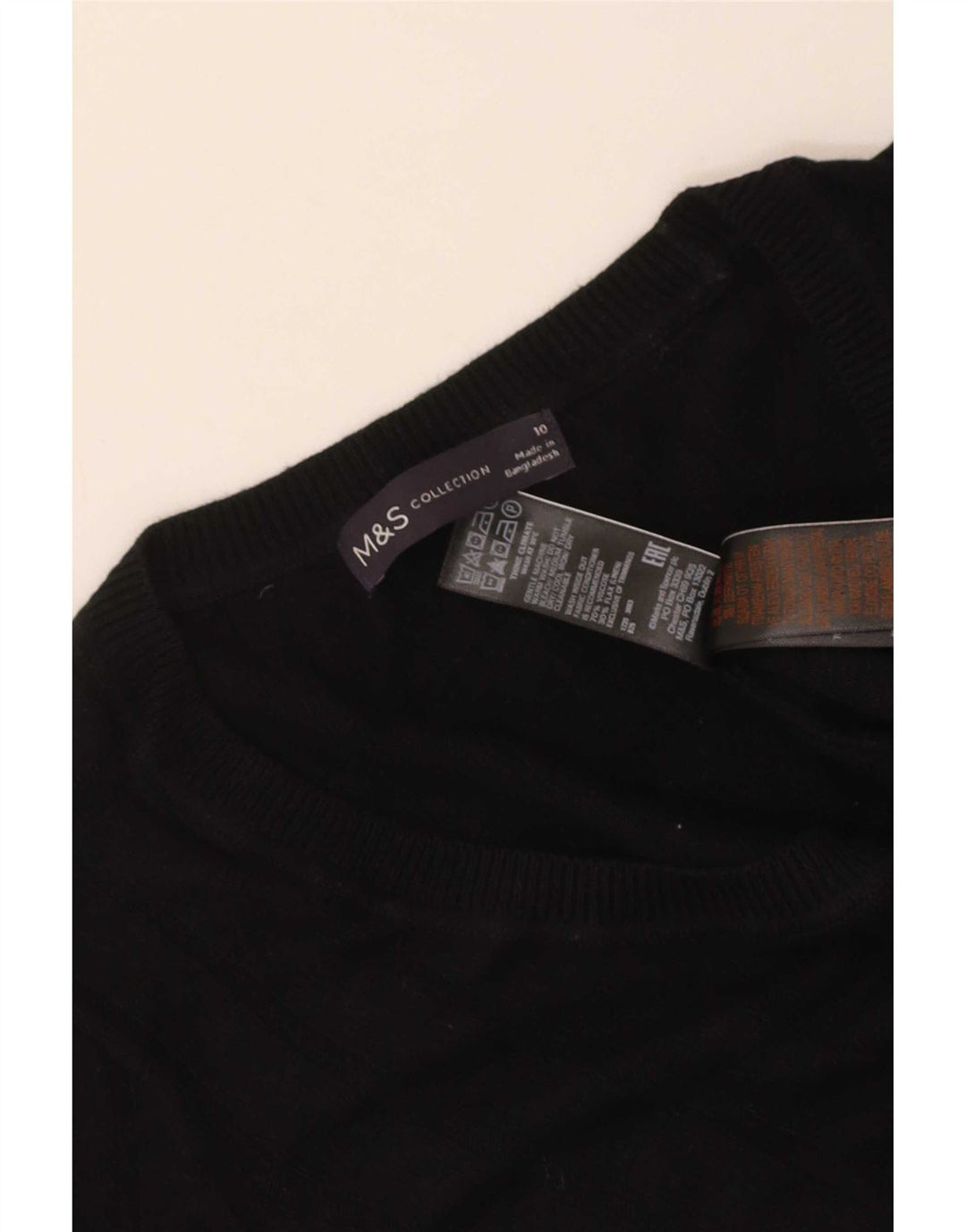 Marks & Spencer Womens Boat Neck Jumper Sweater UK 10 Small Black
