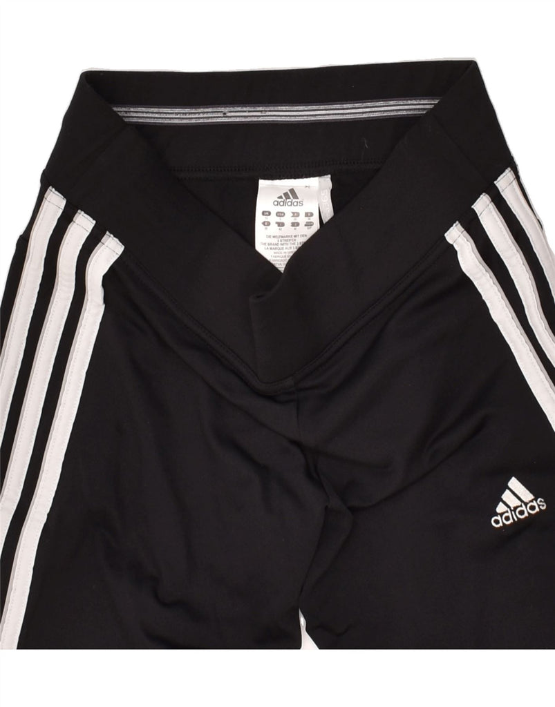 ADIDAS Womens Capri Tracksuit Trousers UK 10 Small Black Polyamide | Vintage Adidas | Thrift | Second-Hand Adidas | Used Clothing | Messina Hembry 