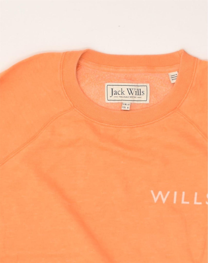 JACK WILLS Womens Sweatshirt Jumper UK 12 Medium  Orange Cotton | Vintage Jack Wills | Thrift | Second-Hand Jack Wills | Used Clothing | Messina Hembry 