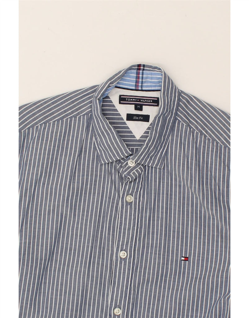 TOMMY HILFIGER Mens Slim Fit Shirt Medium Blue Pinstripe Cotton | Vintage Tommy Hilfiger | Thrift | Second-Hand Tommy Hilfiger | Used Clothing | Messina Hembry 