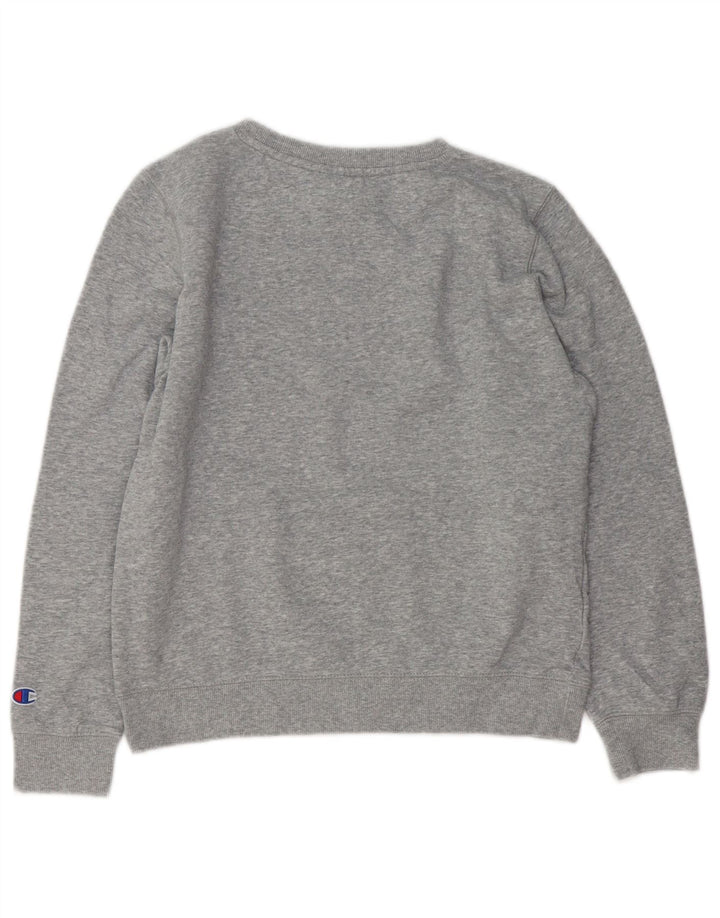 Champion Womens Graphic Sweatshirt Jumper UK 10 Small Grey Flecked
