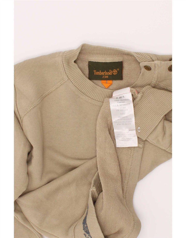 Timberland Boys Graphic Sweatshirt Jumper 2-3 Years Beige Cotton