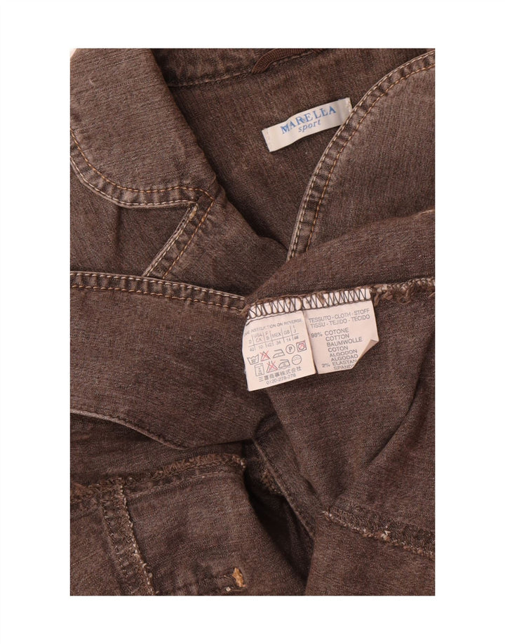 Marella Womens 2 Button Denim Blazer Jacket UK 14 Large Grey Cotton