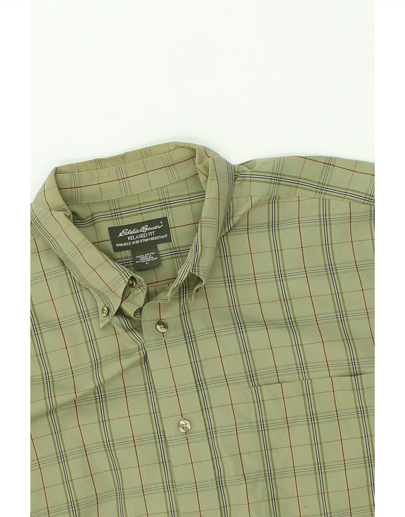 EDDIE BAUER Mens Wrinkle Resistant Relaxed Fit Shirt Large Green Check | Vintage Eddie Bauer | Thrift | Second-Hand Eddie Bauer | Used Clothing | Messina Hembry 