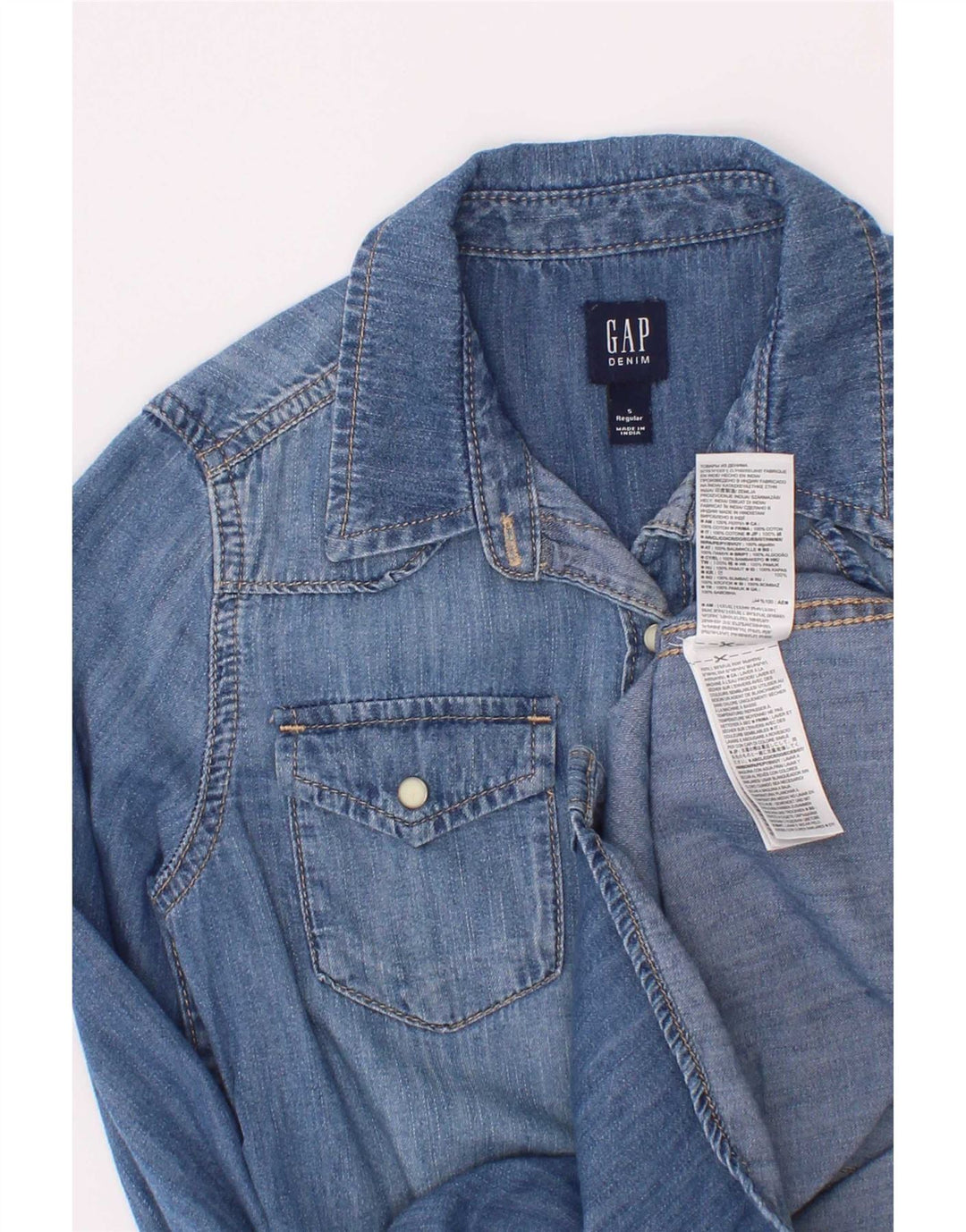 Gap Girls Denim Shirt 6-7 Years Small Blue Cotton