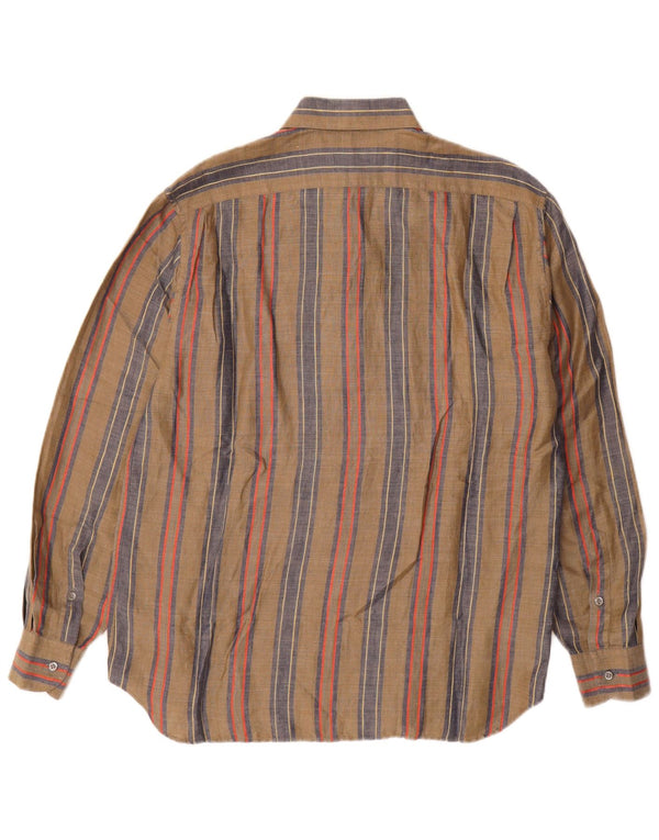 Cacharel Mens Shirt Size 41 16 Large Grey Striped Linen