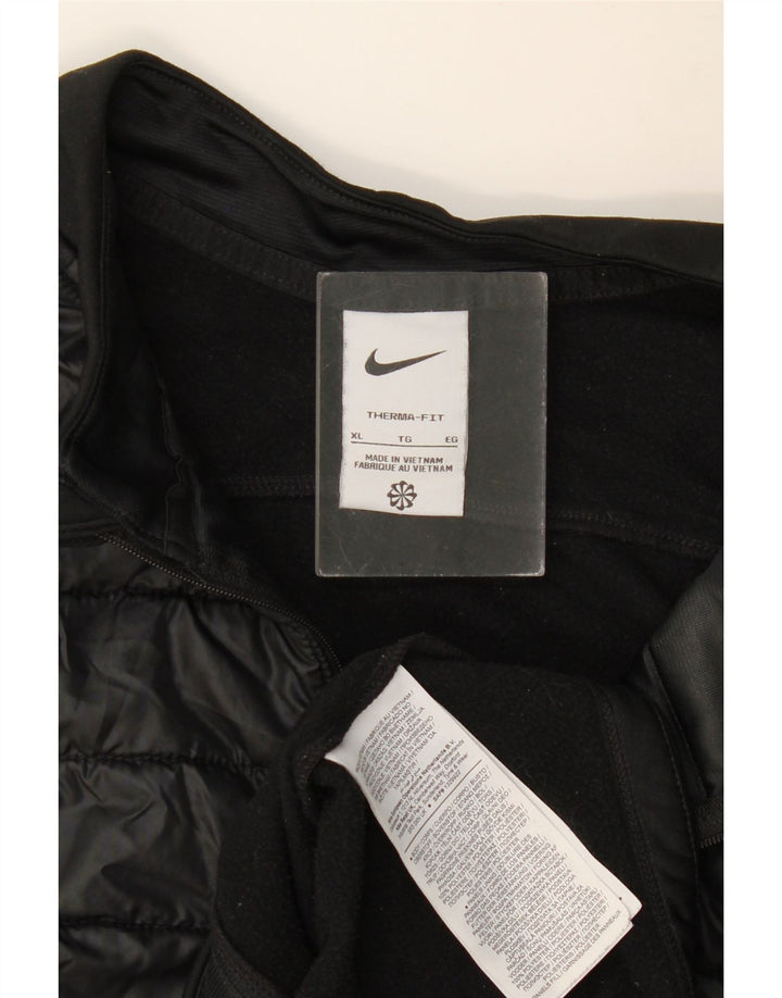 NIKE Mens Dri Fit Zip Neck Sweatshirt Jumper XL Black Polyester