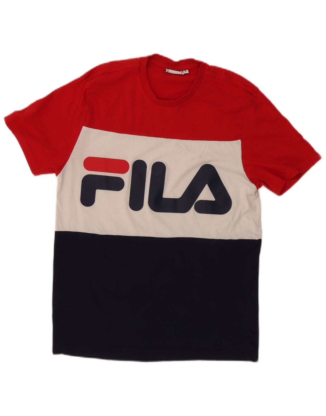 Fila Mens Graphic T-Shirt Top Small Multicoloured Colourblock Cotton