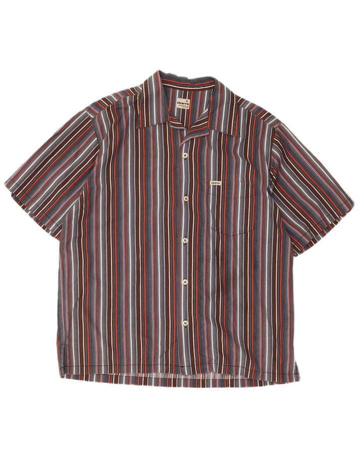Charro Mens Short Sleeve Shirt XL Multicoloured Striped Cotton