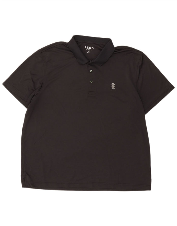 Izod Mens Polo Shirt 2XL Black Polyester