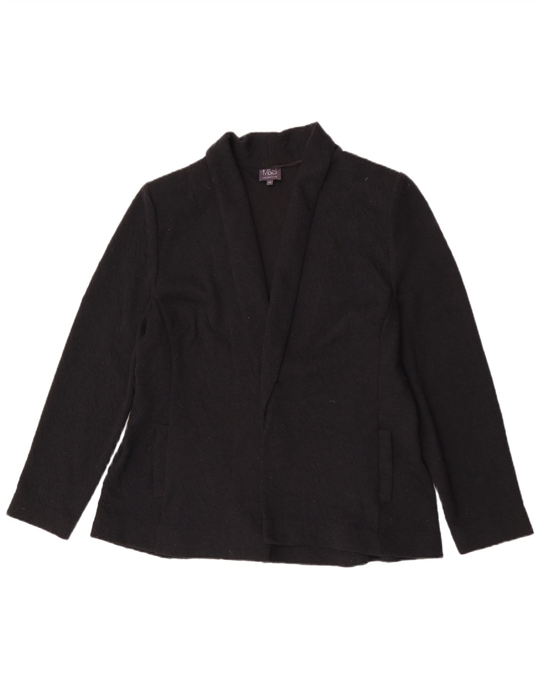 Marks & Spencer Womens Open Blazer Jacket UK 20 2XL Black Polyester