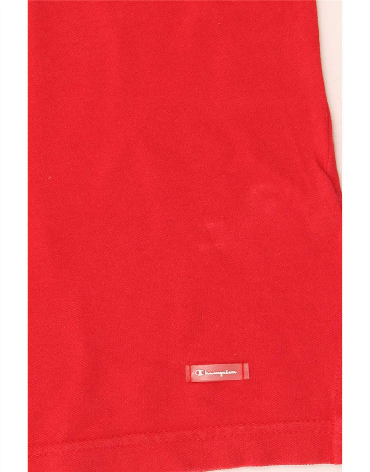Champion Womens Crop Polo Shirt UK 14 Medium Red Cotton