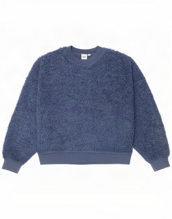 Gap Womens Oversized Fleece Jumper UK 10 Small Blue Polyester