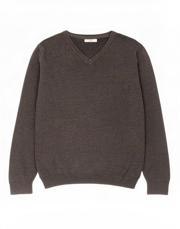 Marks & Spencer Boys V-Neck Jumper Sweater 13-14 Years Grey Cotton