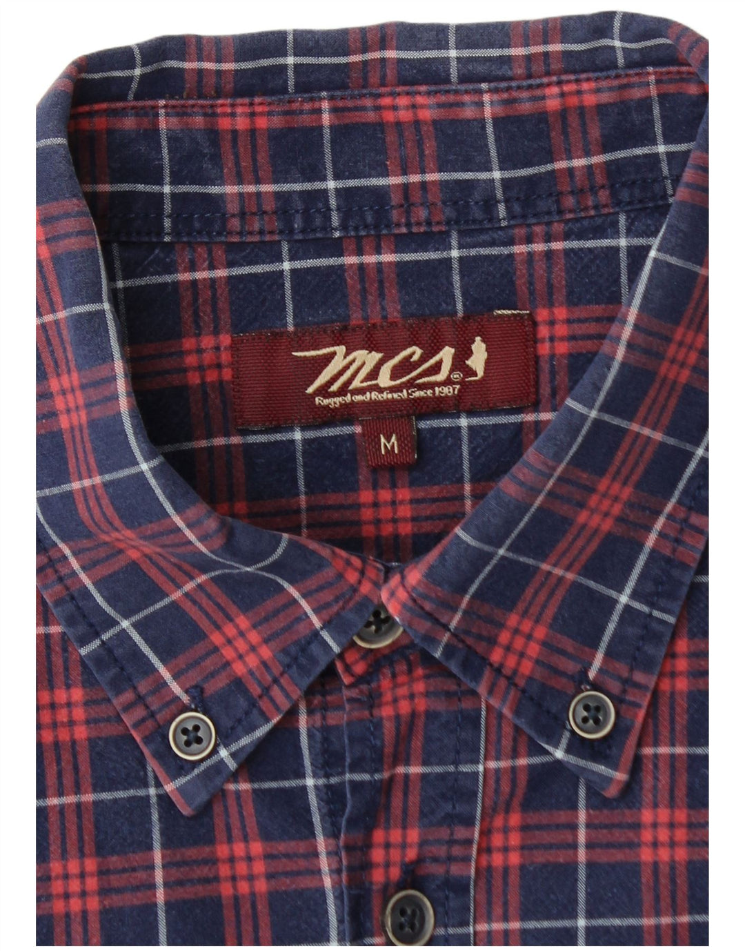 Marlboro Classics Mens Flannel Shirt Medium Navy Blue Check Cotton