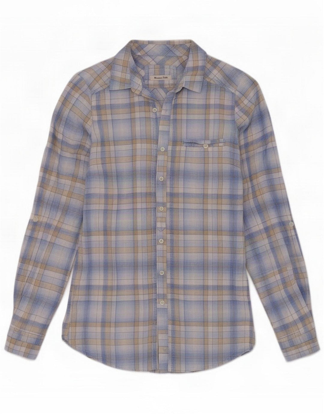 Massimo Dutti Womens Shirt EU 36 XS Blue Check Linen
