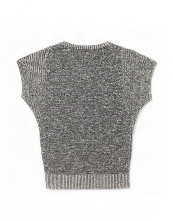 Vintage Womens Graphic Vest Tank Top UK 16 Large Grey Geometric Cotton