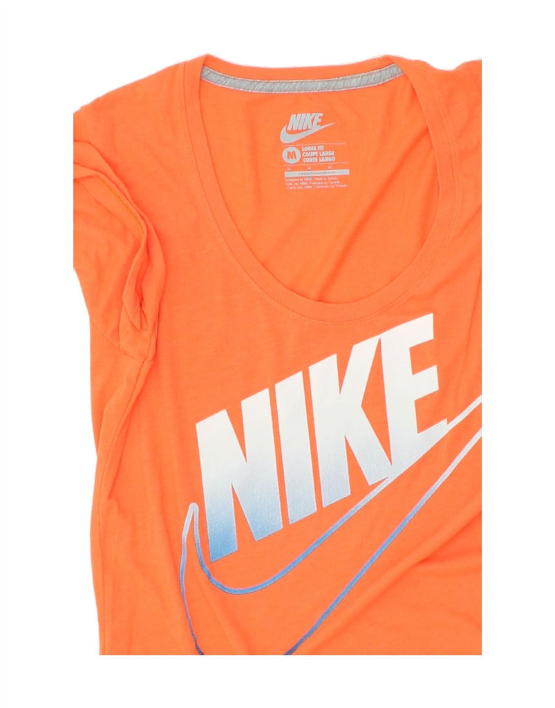 NIKE Womens Loose Fit Graphic T-Shirt Top UK 12 Medium Orange | Vintage Nike | Thrift | Second-Hand Nike | Used Clothing | Messina Hembry 