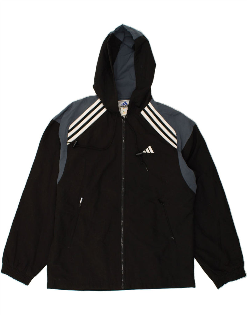 ADIDAS Mens Graphic Hooded Tracksuit Top Jacket UK 36/38 Small Black | Vintage Adidas | Thrift | Second-Hand Adidas | Used Clothing | Messina Hembry 