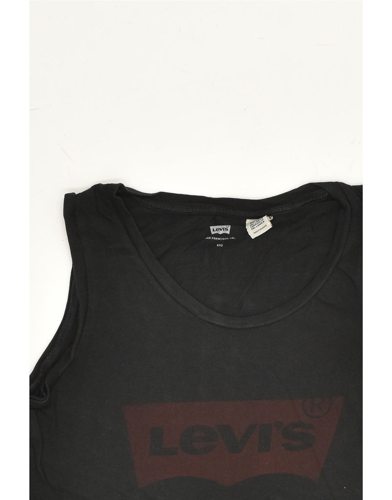 LEVI'S Womens Graphic Vest Top UK 2 2XS Black Cotton | Vintage Levi's | Thrift | Second-Hand Levi's | Used Clothing | Messina Hembry 