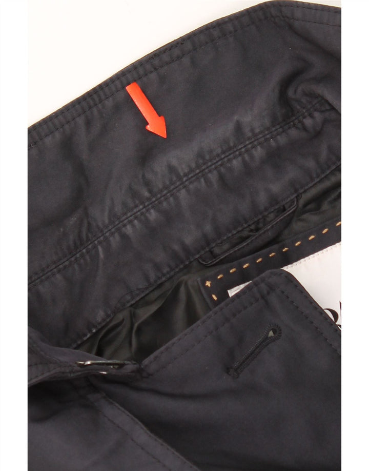 Zara Mens Trench Coat UK 40 Large Navy Blue Polyester