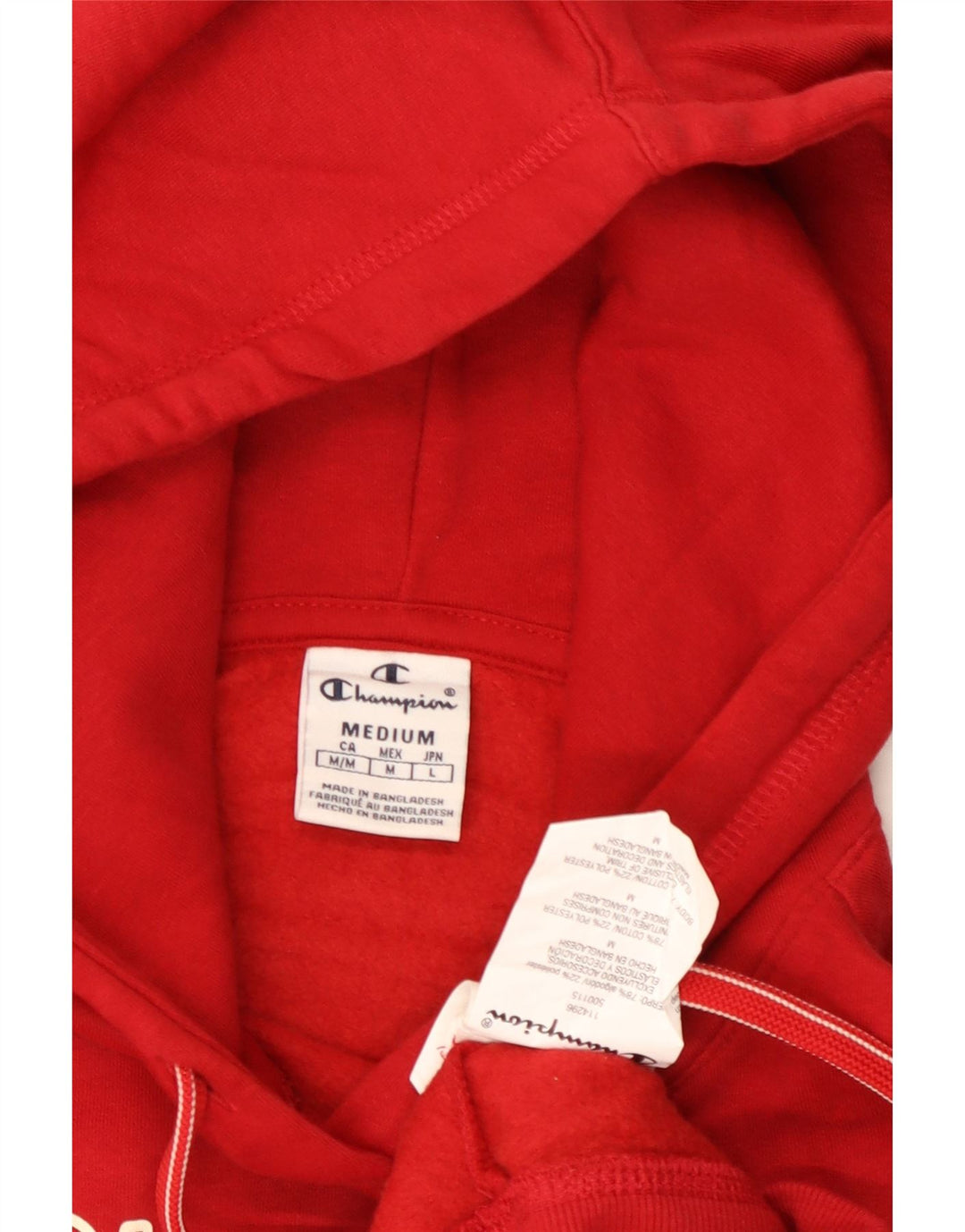 Champion Womens Graphic Hoodie Jumper UK 14 Medium Red Cotton