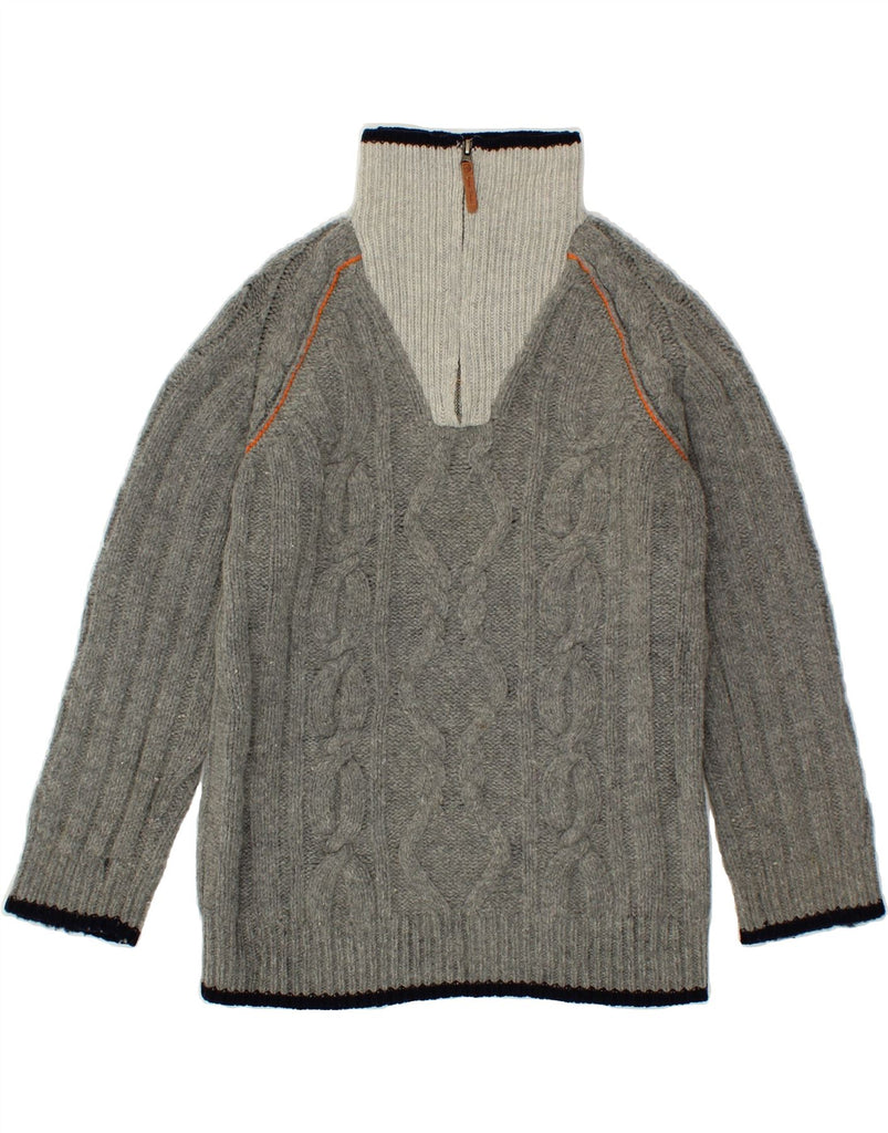 FAT FACE Boys Zip Neck Jumper Sweater 12-13 Years Grey Lambswool Vintage Fat Face and Second-Hand Fat Face from Messina Hembry 