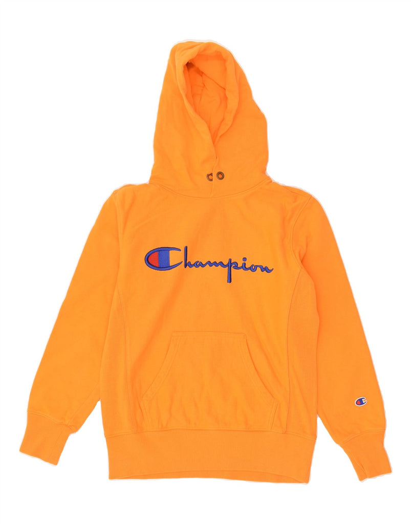 CHAMPION Mens Graphic Hoodie Jumper Small Yellow Cotton | Vintage Champion | Thrift | Second-Hand Champion | Used Clothing | Messina Hembry 