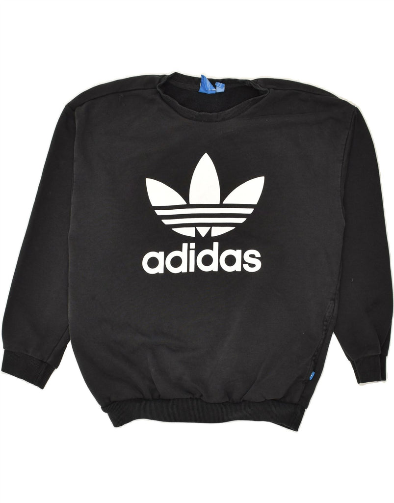 ADIDAS Womens Oversized Sweatshirt Jumper UK 8 Small  Black Cotton | Vintage Adidas | Thrift | Second-Hand Adidas | Used Clothing | Messina Hembry 